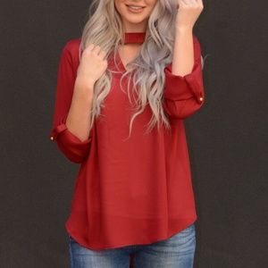 Red Choker Blouse